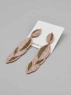 Leaf Nude Beaded Earrings